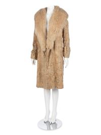 Beige Sheared Lambswool Fur Coat, 1920s