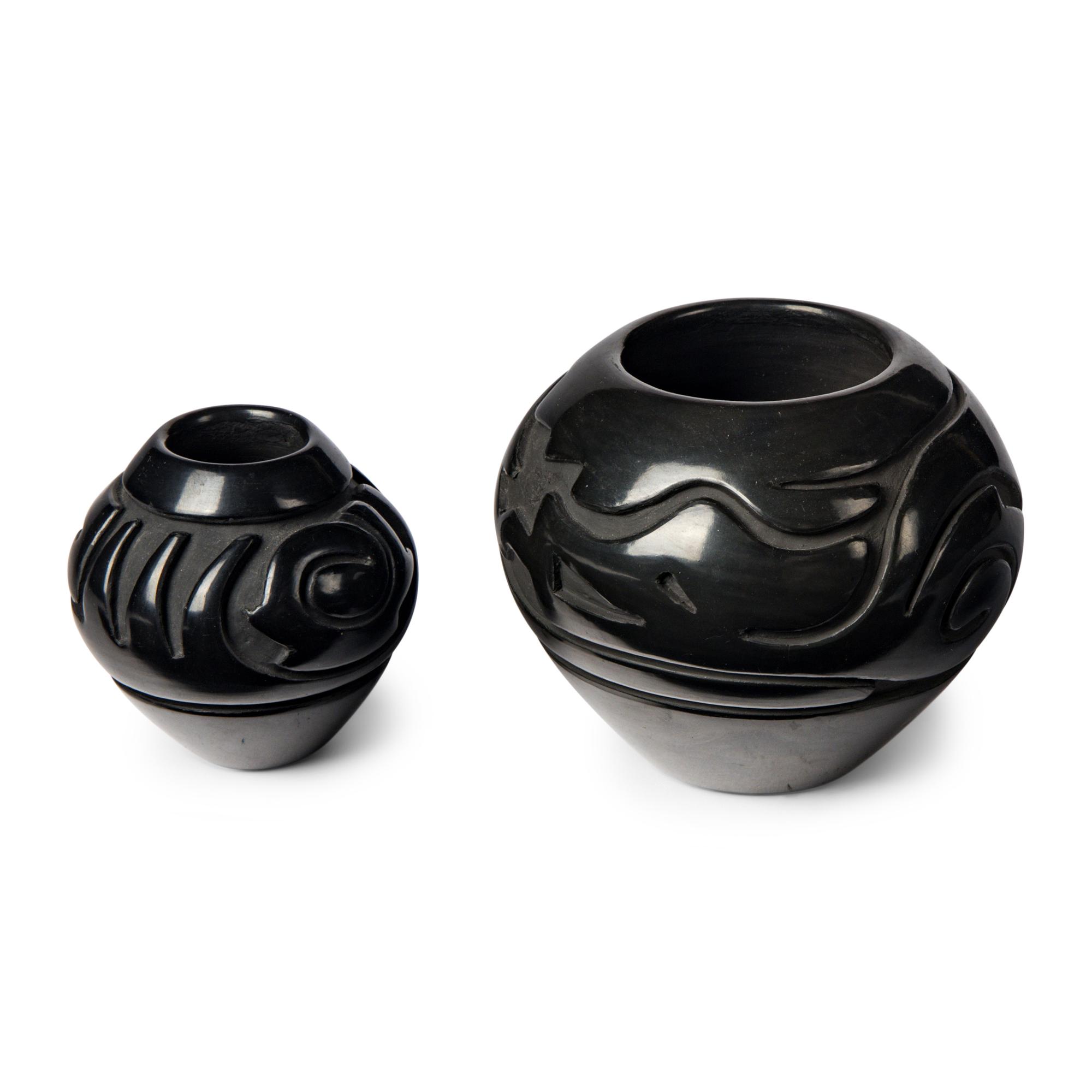 Stella Chavarria AND Denise Chavarria (Santa Clara, b. 1939 / b. 1959) — Carved Blackware Pottery