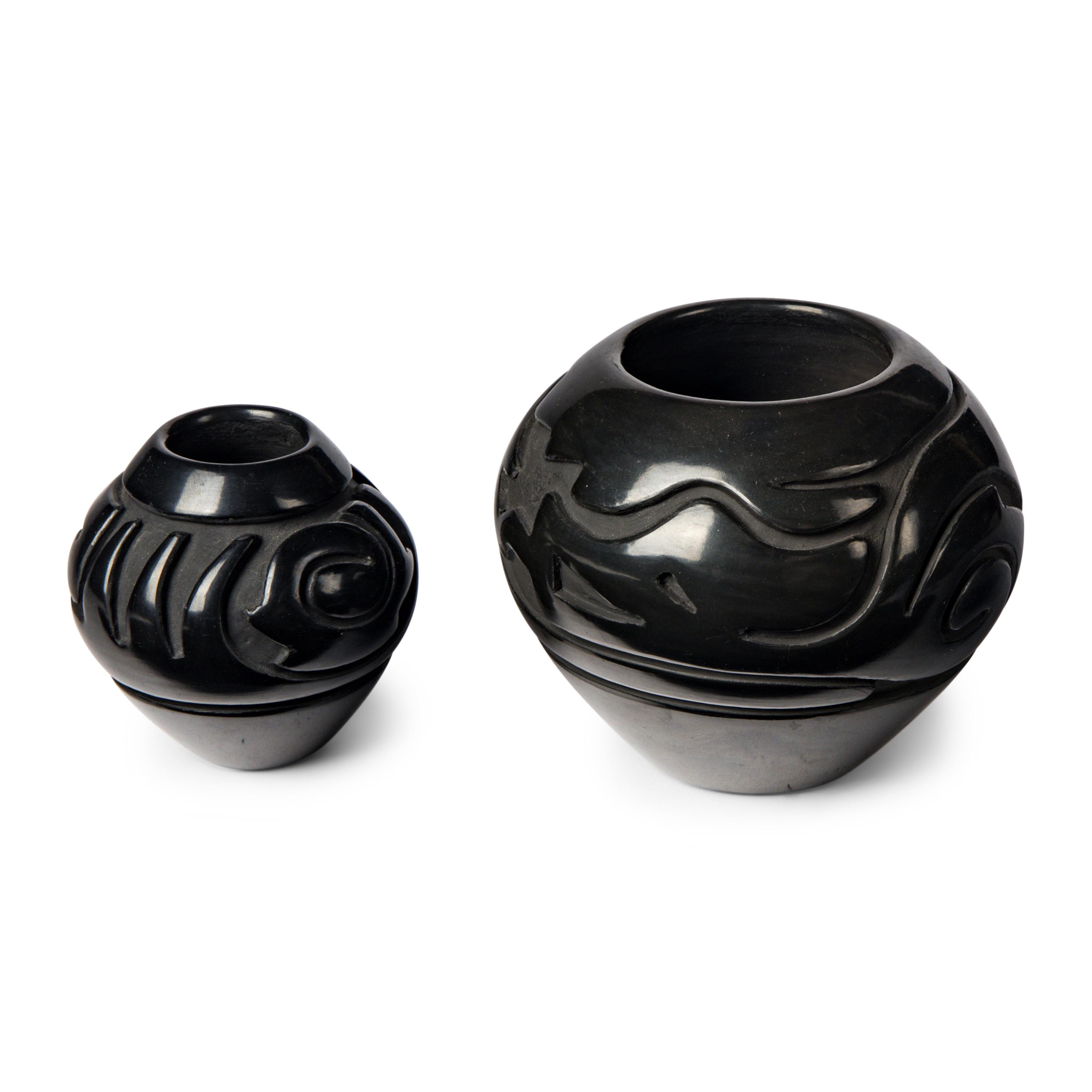 Stella Chavarria AND Denise Chavarria (Santa Clara, b. 1939 / b. 1959) — Carved Blackware Pottery