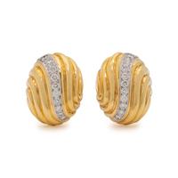 BICOLOR GOLD AND DIAMOND EARCLIPS