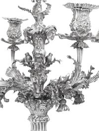 A Monumental Pair of Victorian Silver Four Light Candelabra