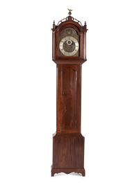 A Federal Carved Cherrywood Tall Case Clock