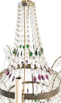 An Empire Style Gilt Metal and Glass Four-Light Chandelier
