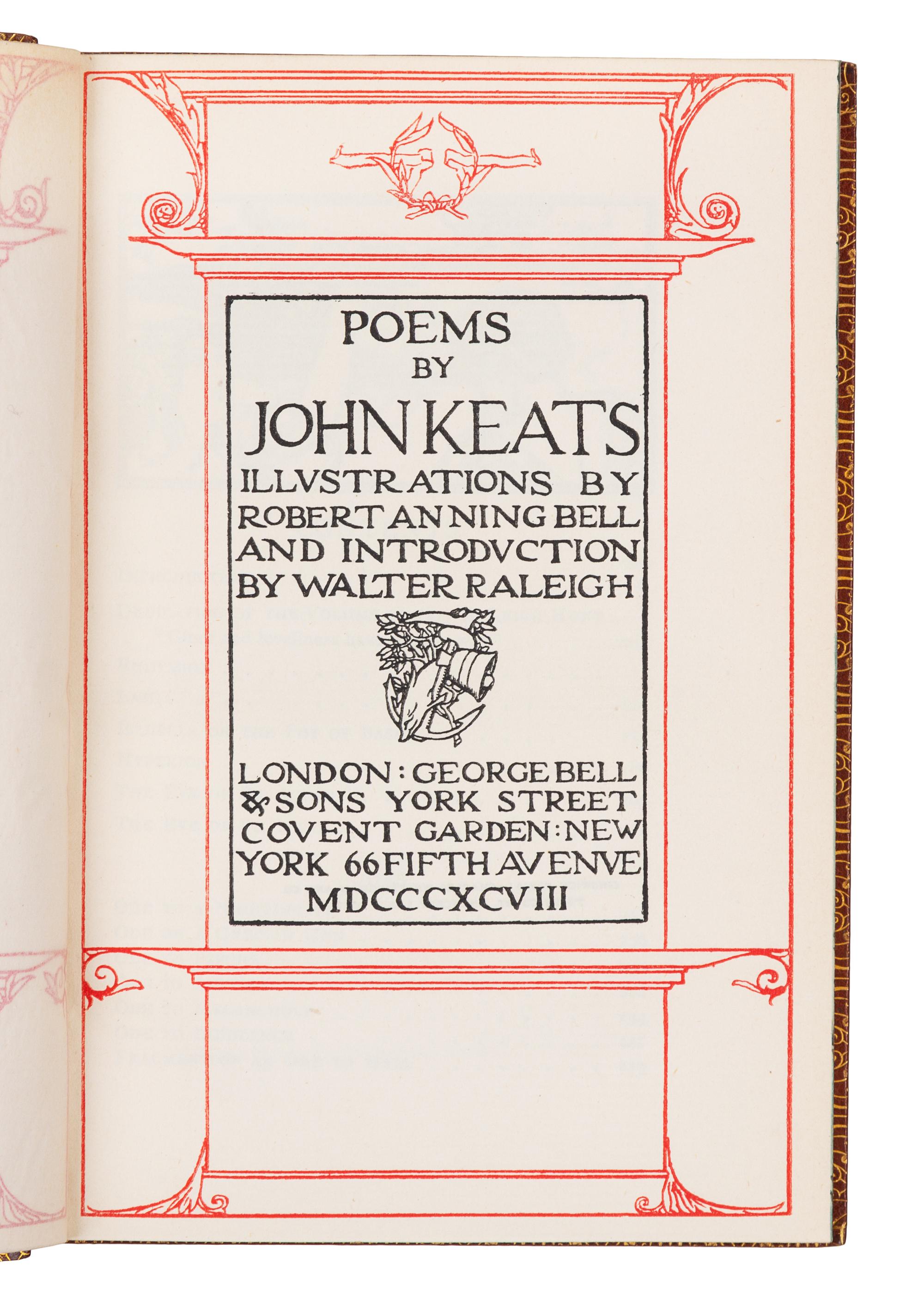 [FORE-EDGE PAINTING]. KEATS, John (1795-1821). Poems. London: Vale Press, 1898.