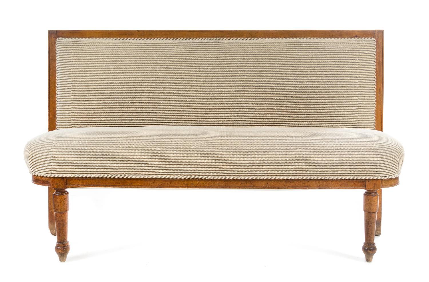 A French Provincial Fruitwood Bench Height 40 3/8 x width 64 7/8 x depth 18 1/2 inches. — 19TH CENTURY