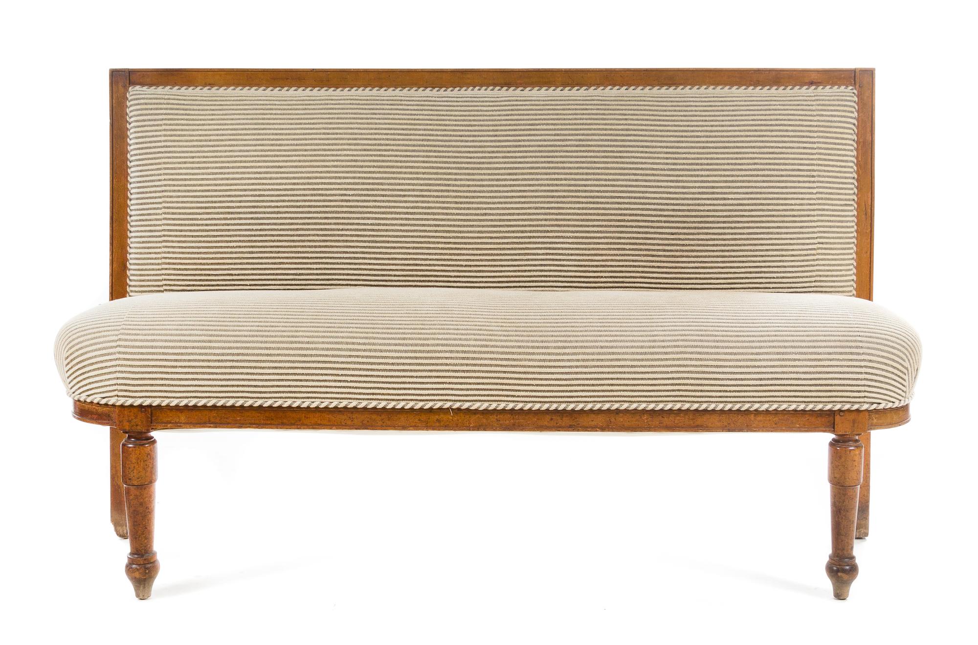 A French Provincial Fruitwood Bench Height 40 3/8 x width 64 7/8 x depth 18 1/2 inches. — 19TH CENTURY