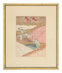 Four Chinese Kesi Woven Silk Panels