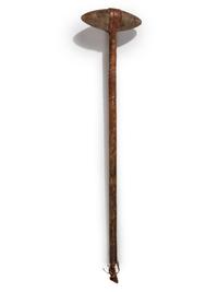 Plains Stone Club, with Buffalo Hide Wrapped Handle