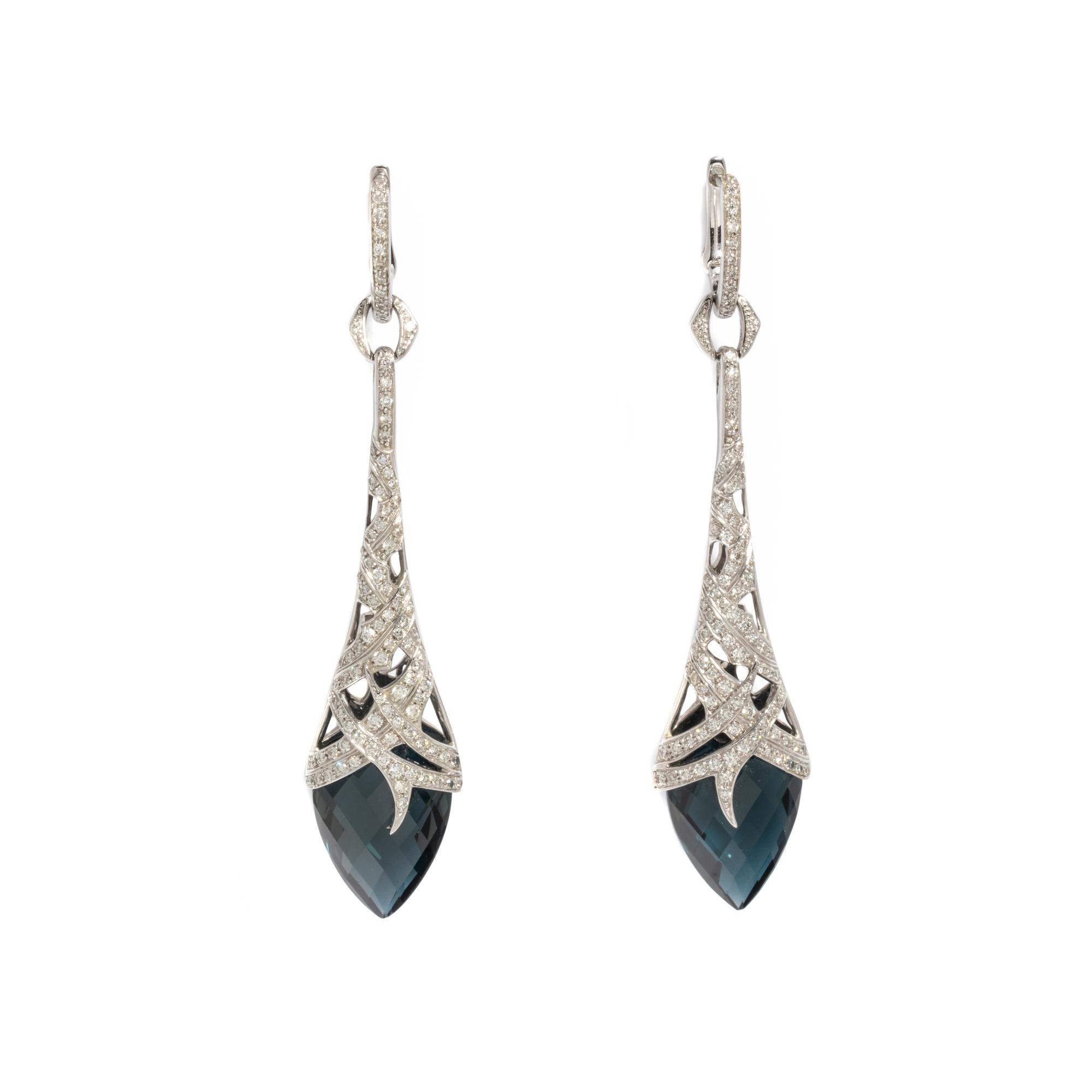 STEPHEN WEBSTER, WHITE GOLD, BLUE TOPAZ, AND DIAMOND 'THORN' EARRINGS