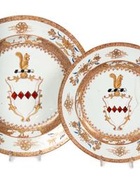 Four Export Armorial Porcelain Plates