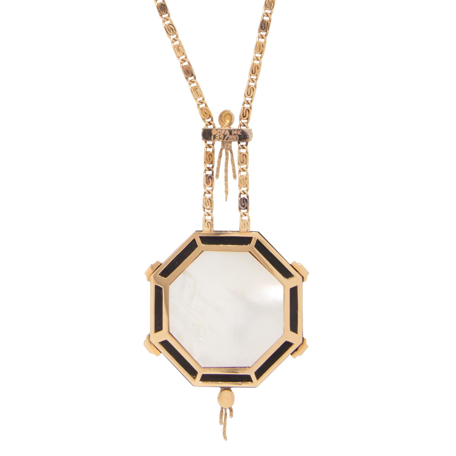 ERTÉ, YELLOW GOLD, DIAMOND, BLACK ONYX, AND MOTHER-OF-PEARL 'AVENTURINE' STATE IV NECKLACE