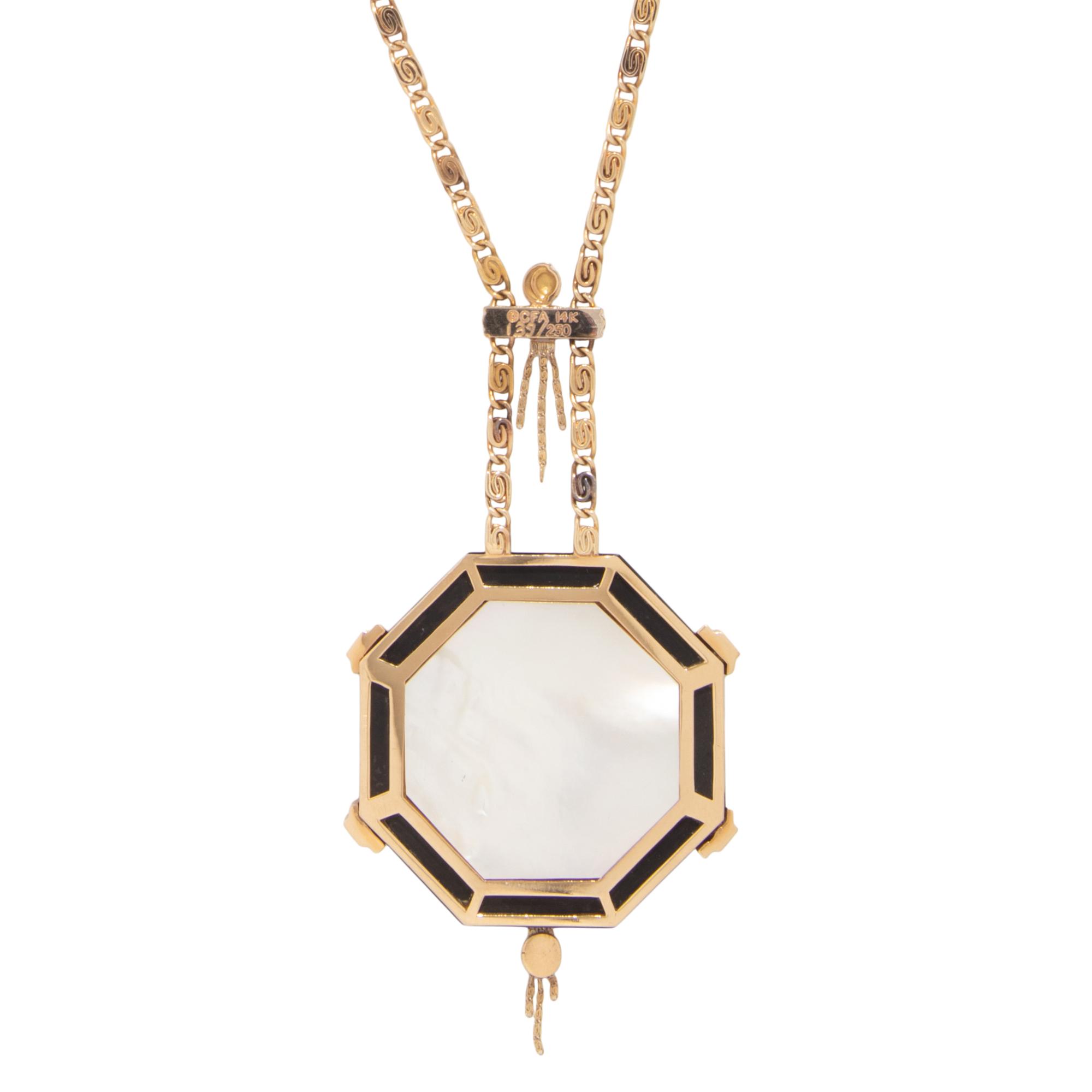 ERTÉ, YELLOW GOLD, DIAMOND, BLACK ONYX, AND MOTHER-OF-PEARL 'AVENTURINE' STATE IV NECKLACE