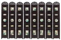 A Chinese Eight-Panel Famille Rose Porcelain Inlaid Hardwood Floor Screen 19TH CENTURY Height overall 69 inches. — 19TH CENTURY