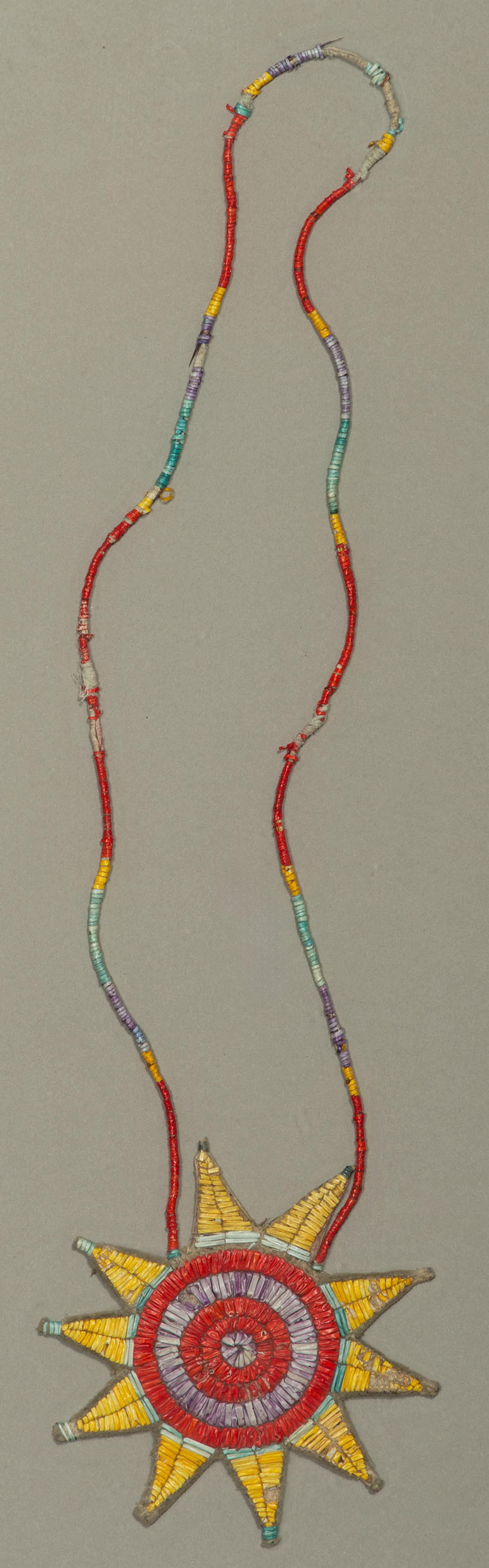 Fort Berthold Quilled Hide Sunburst Necklace