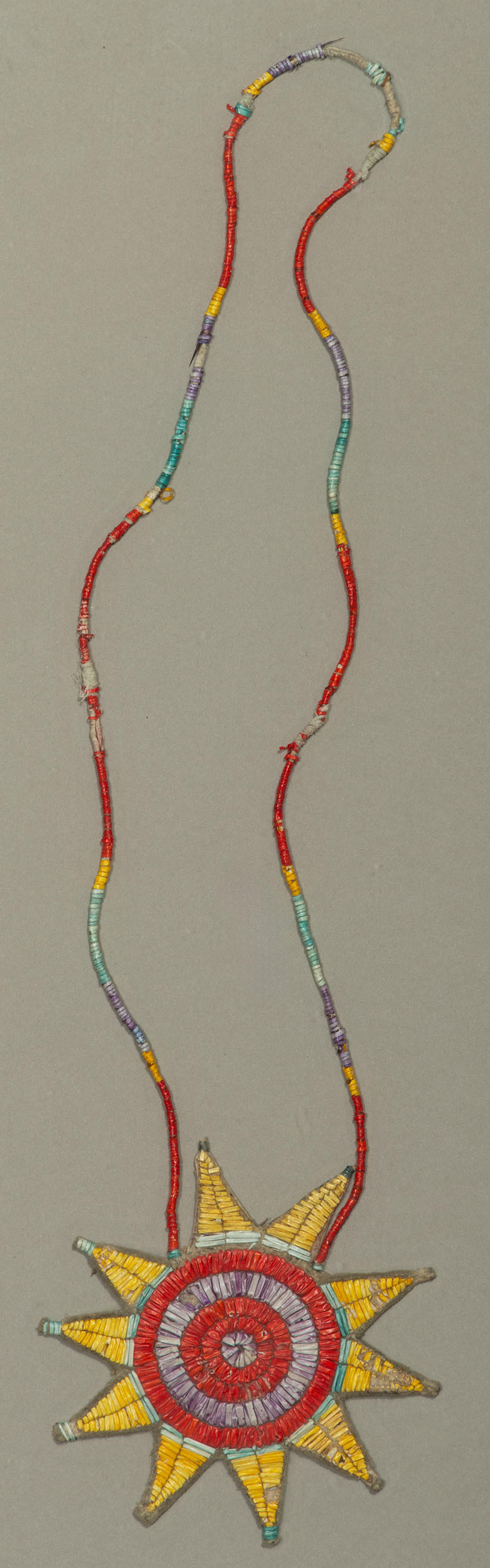 Fort Berthold Quilled Hide Sunburst Necklace