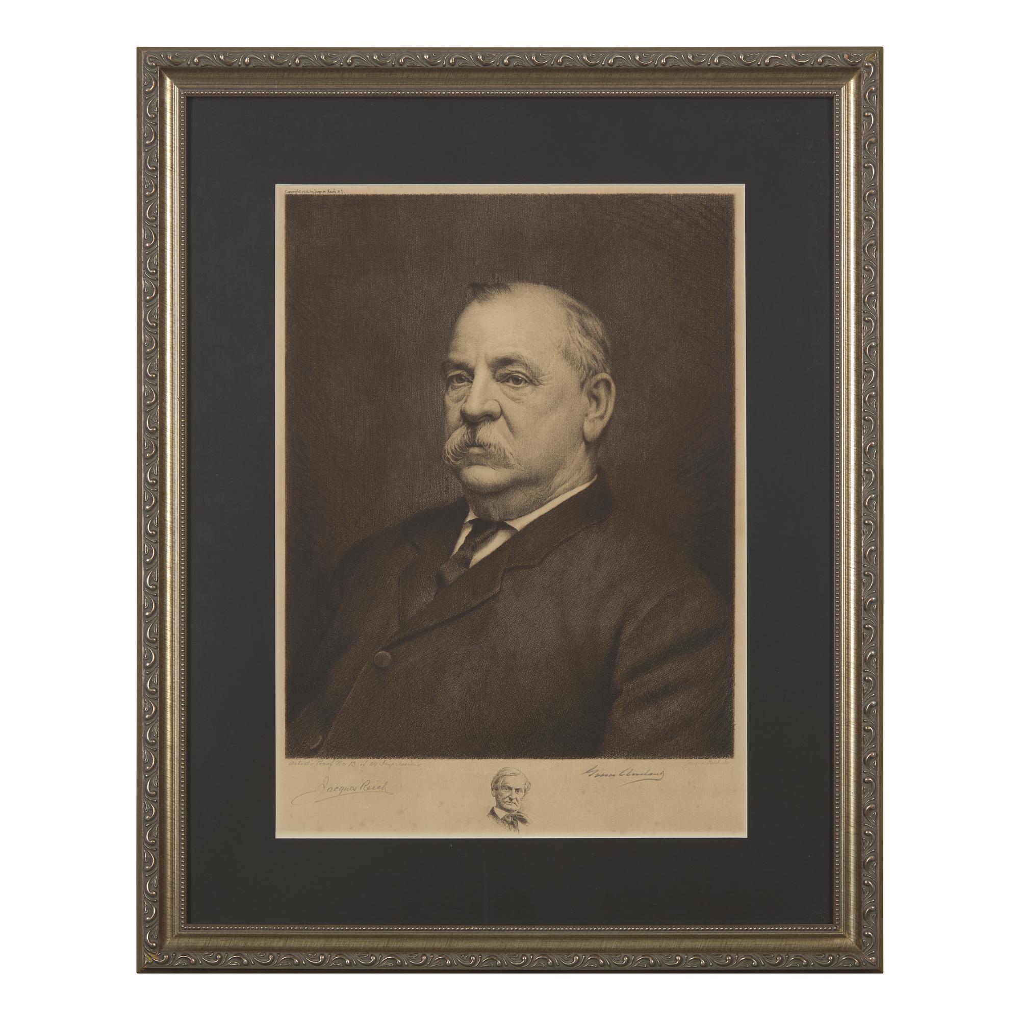 [Presidential] Cleveland, Grover. Signed engraved portrait