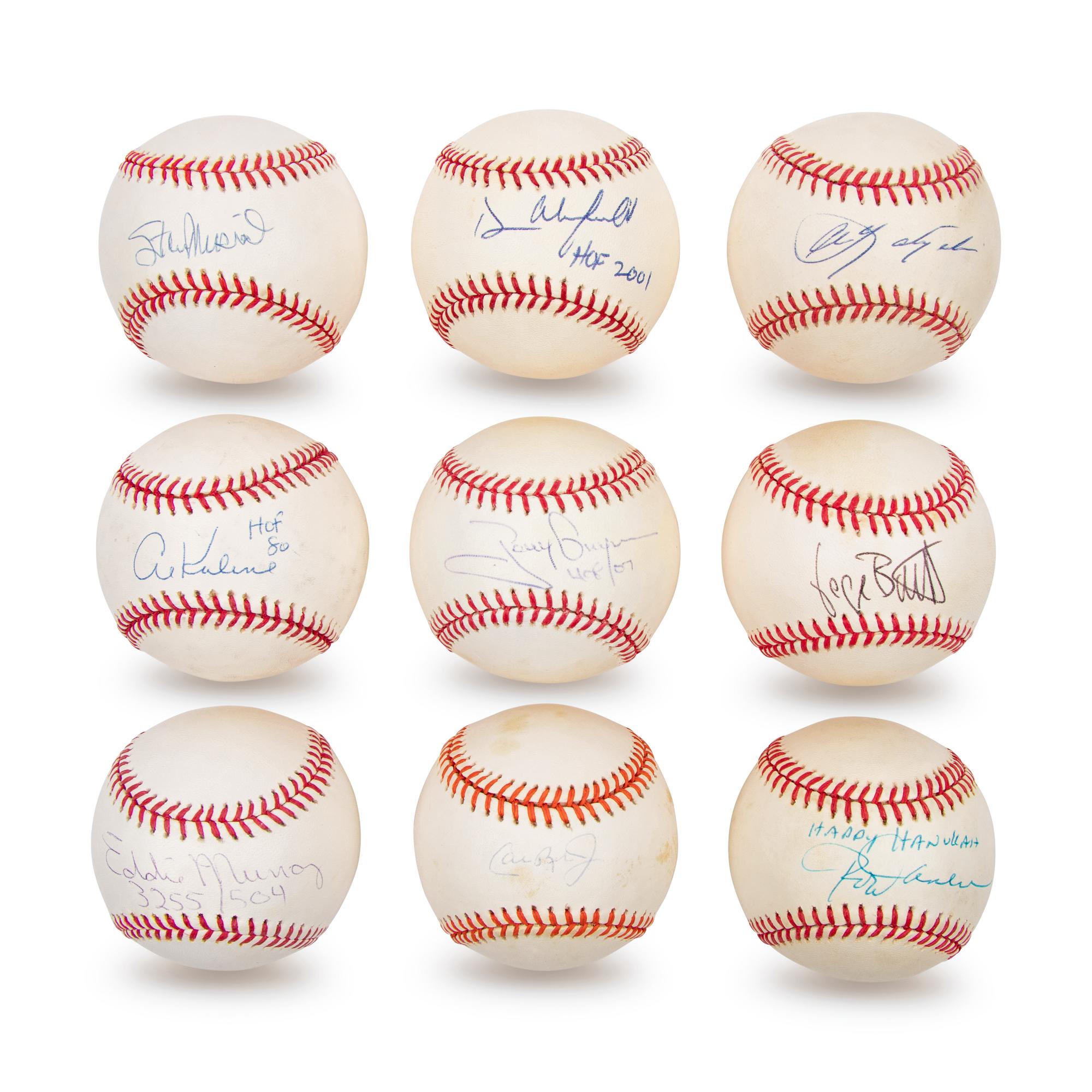 A Collection of Nine 3,000 Hit Club Signed Autograph Baseballs
