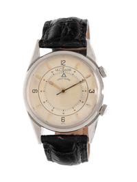 LeCOULTRE, VINTAGE, STAINLESS STEEL 'WRIST ALARM' WRISTWATCH