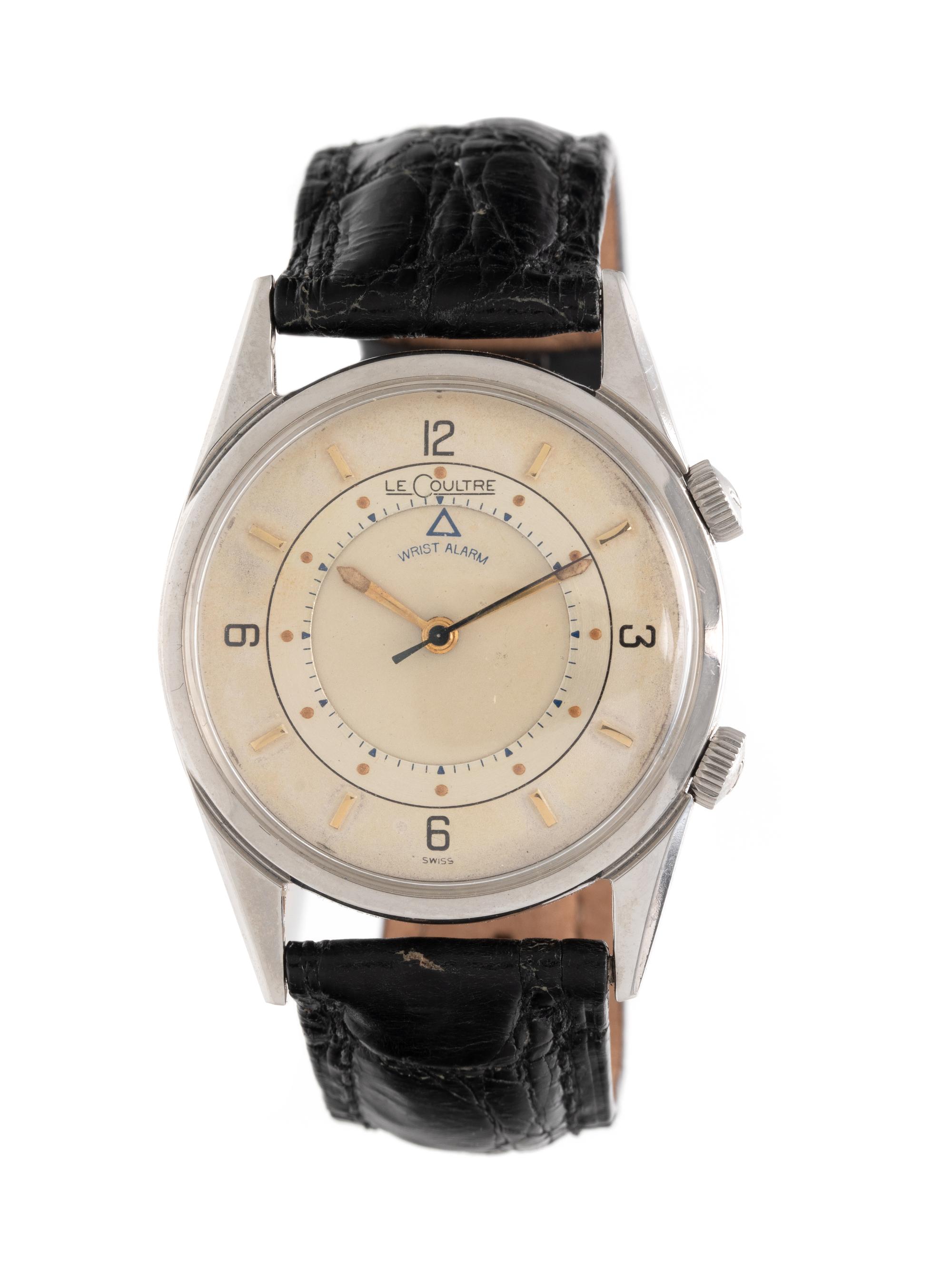 LeCOULTRE, VINTAGE, STAINLESS STEEL 'WRIST ALARM' WRISTWATCH
