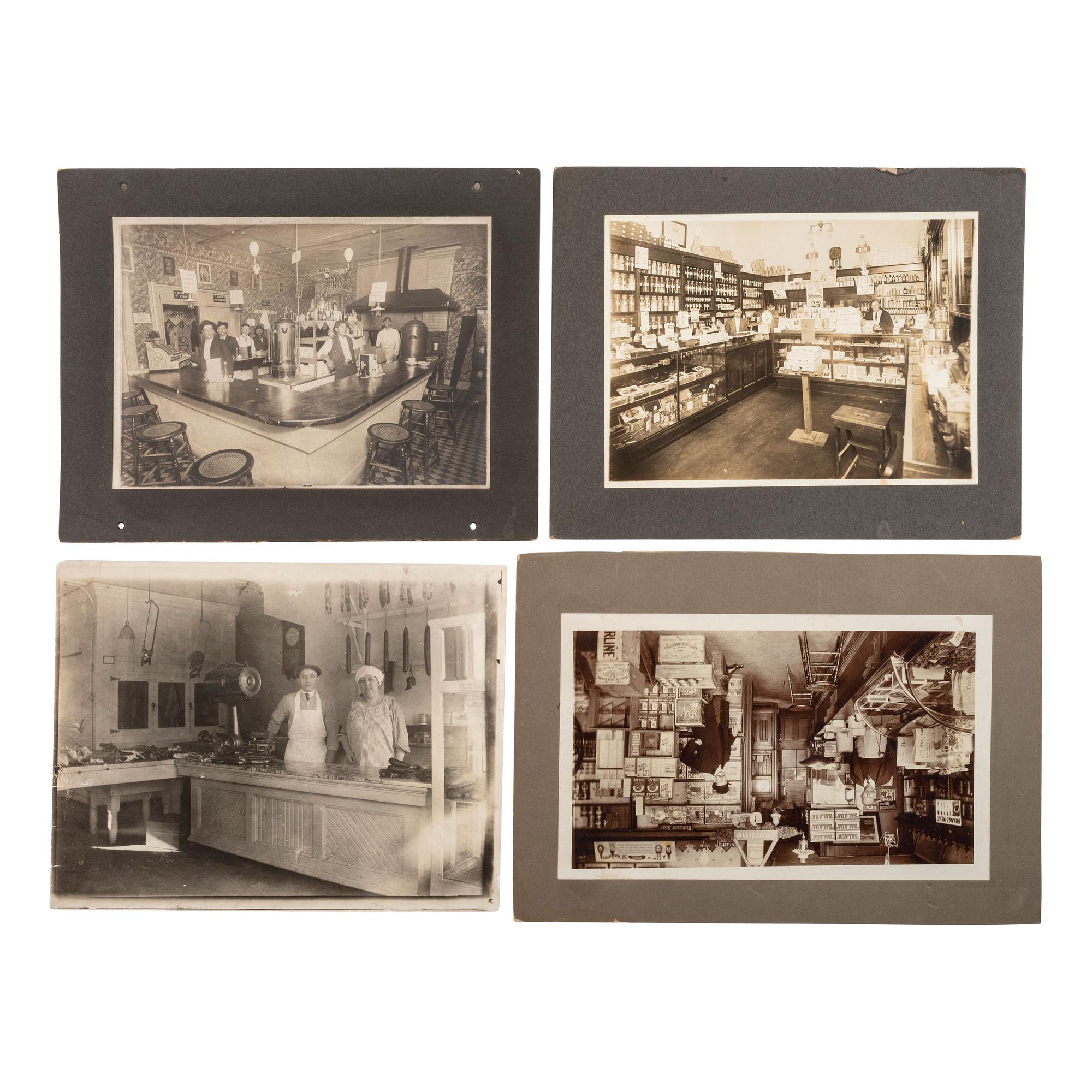 [OCCUPATIONAL PHOTOGRAPHY]. A group of images of store owners, barbers, butchers, seamstresses, bar owners, delivery people, and other various occupations, comprising: