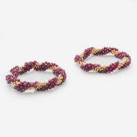 A Matching Set of Garnet and 14K Yellow Gold Bracelets and Earrings