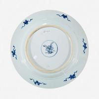 A large Chinese blue and white “Peacock and Rosette” charger Kangxi period