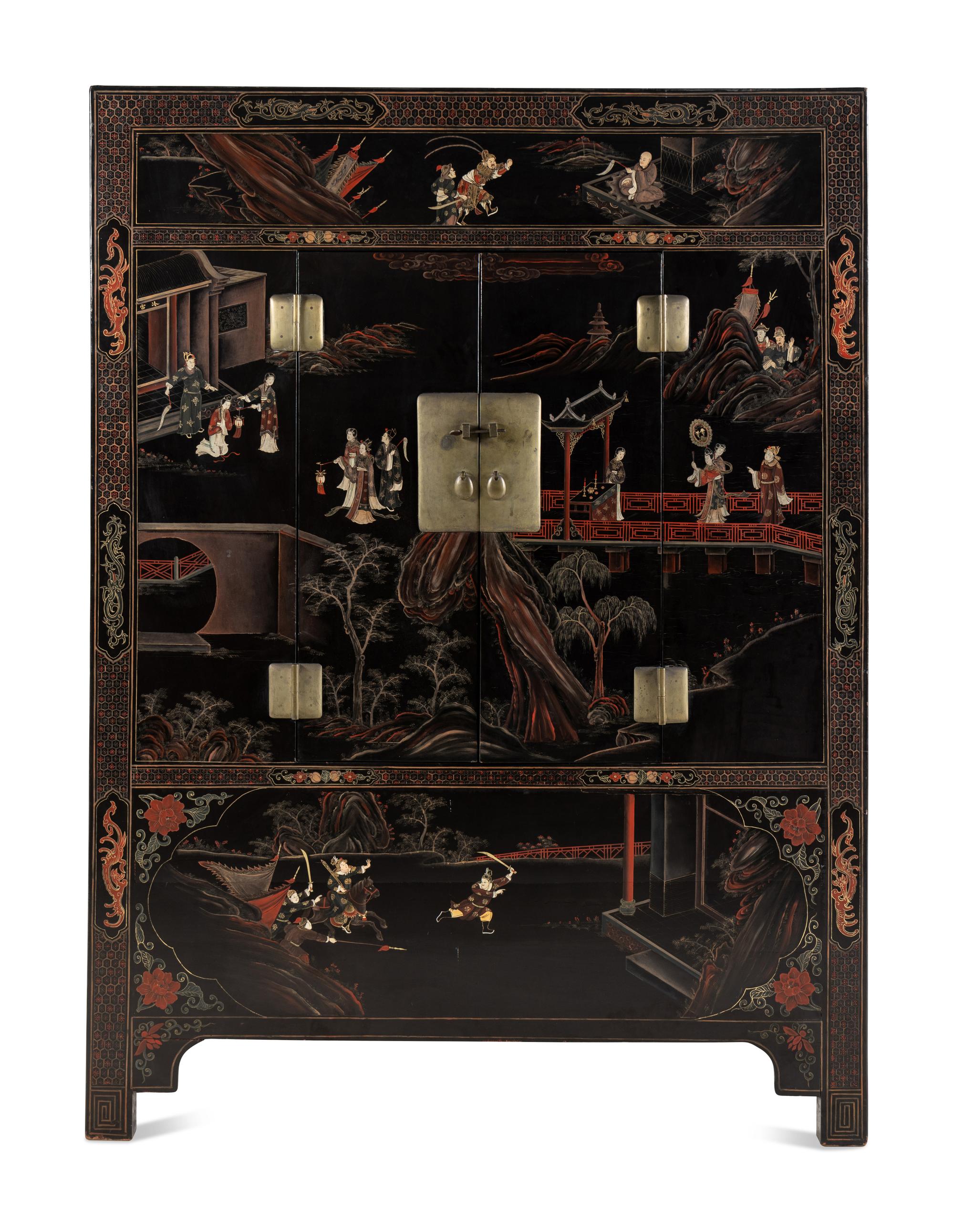 A Chinese Export Black Lacquer Cabinet