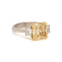FANCY YELLOW DIAMOND AND DIAMOND RING