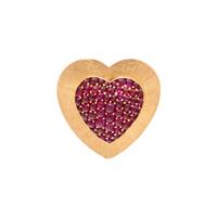 YELLOW GOLD AND RUBY HEART BROOCH