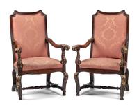 A Pair of Anglo-Colonial Parcel Gilt Armchairs