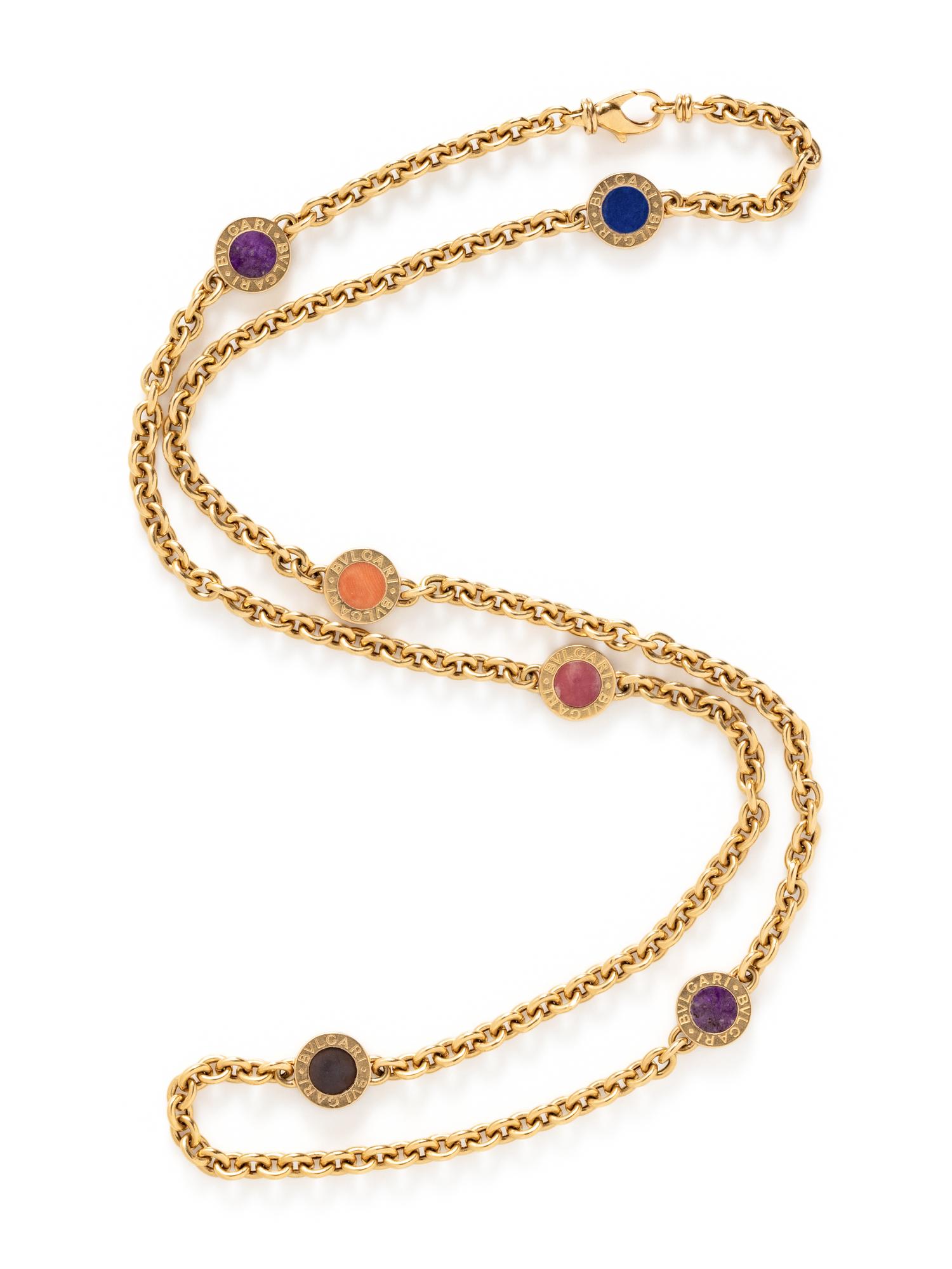 BULGARI, YELLOW GOLD AND MULTIGEM LONGCHAIN NECKLACE