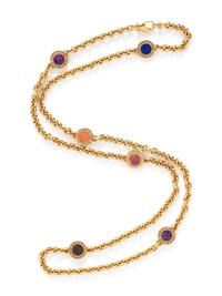 BULGARI, YELLOW GOLD AND MULTIGEM LONGCHAIN NECKLACE