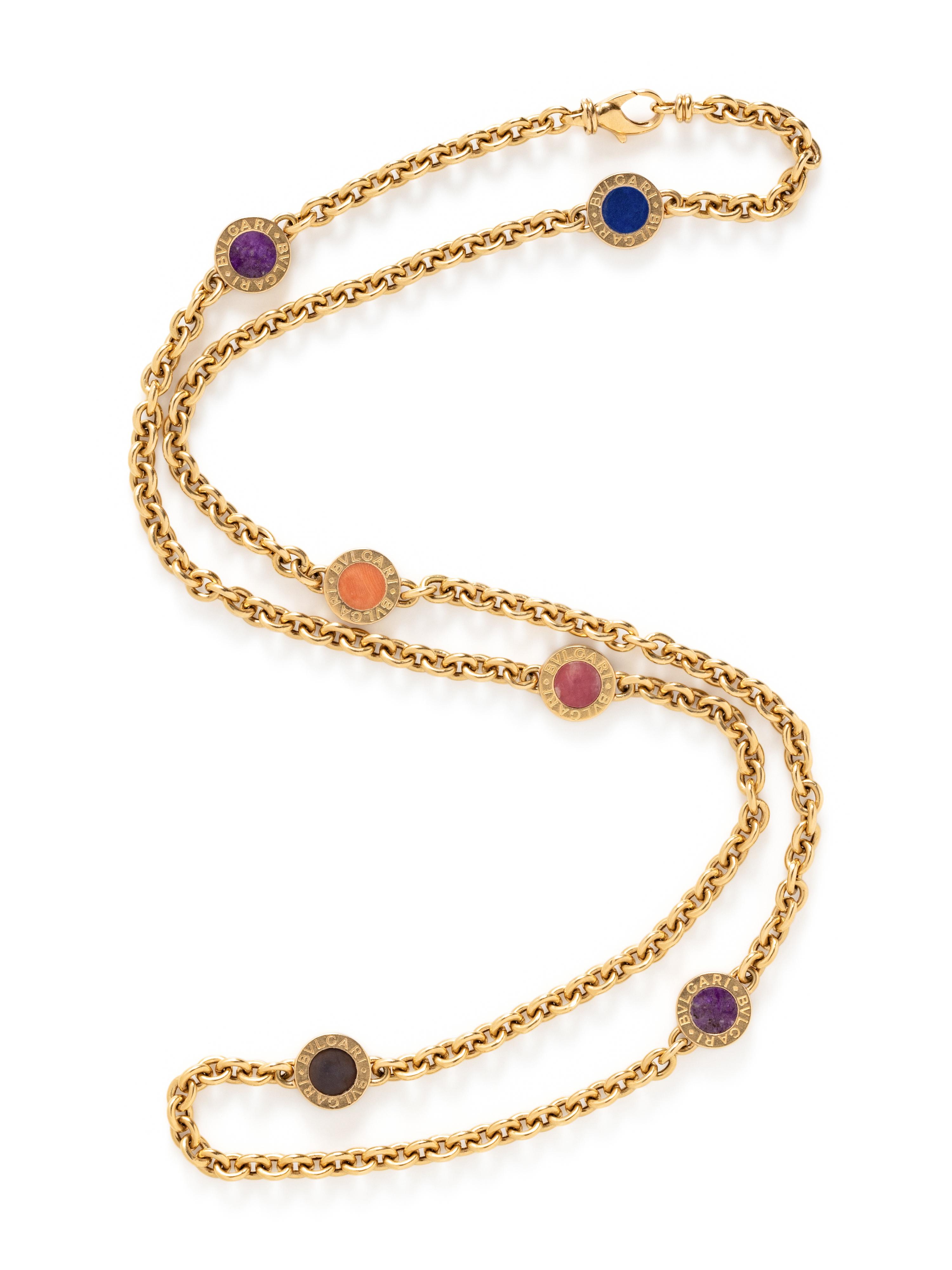 BULGARI, YELLOW GOLD AND MULTIGEM LONGCHAIN NECKLACE