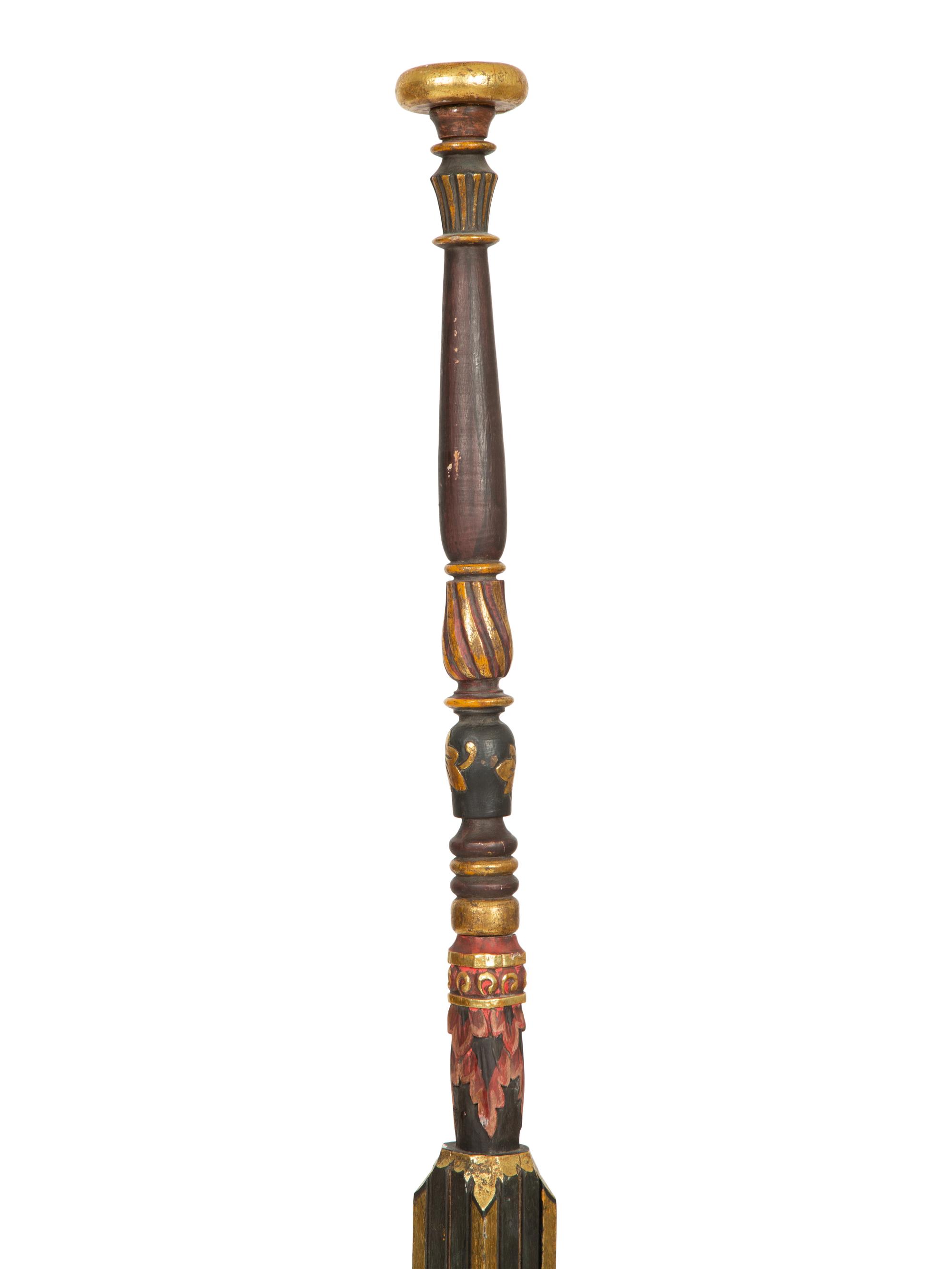 A Pair of Neoclassical Style Black and Gilt Torcheres