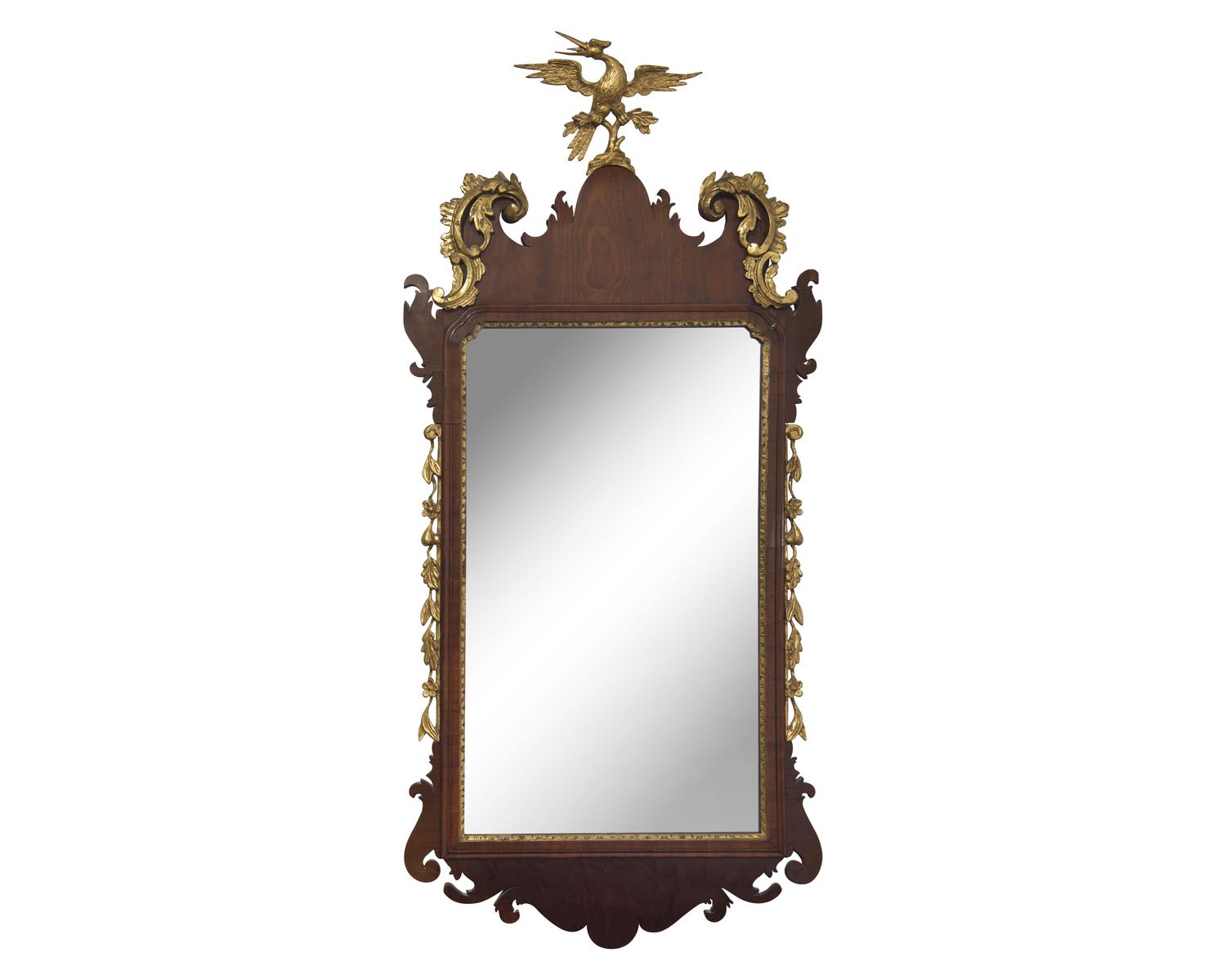 A Chippendale Mahogany and Parcel-Gilt Looking Glass, Circa 1770
