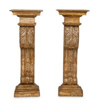 A Pair of Italian Silvered and Giltwood Pilaster Pedestals