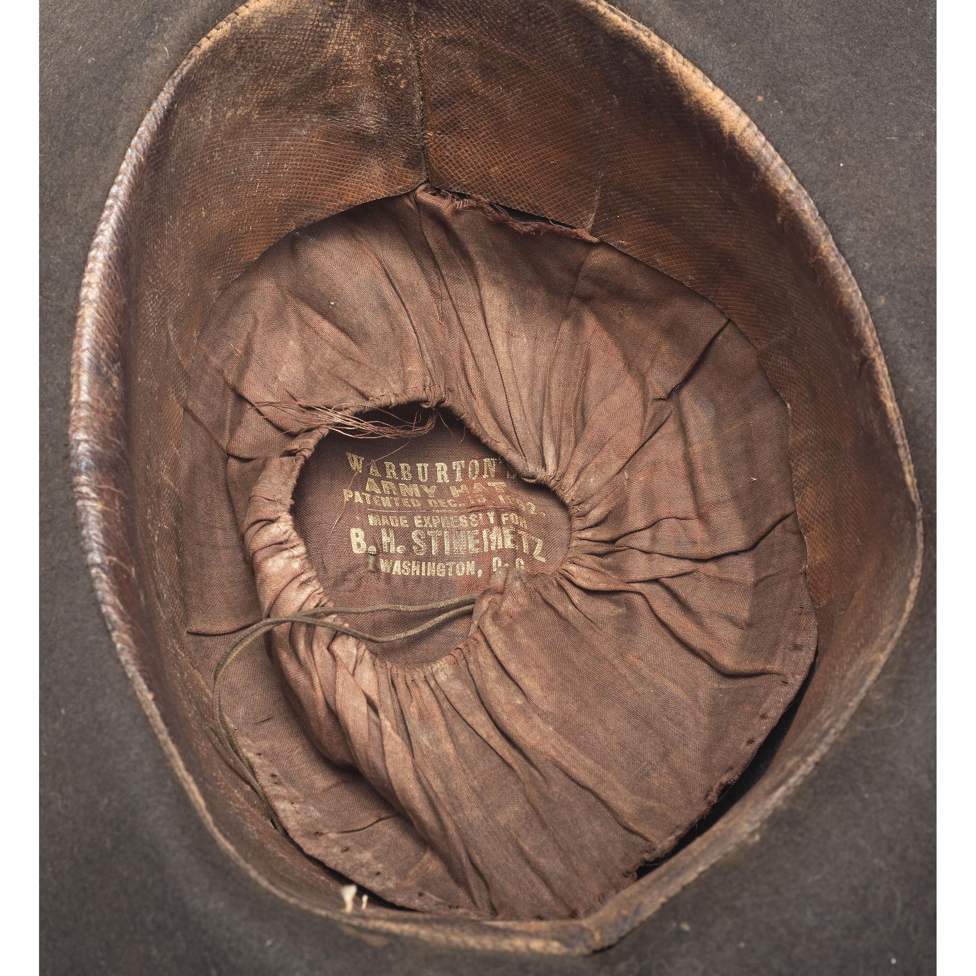 Two Army slouch hats identified to Captain Charles E. Nash, Company F, 19th Maine Infantry.