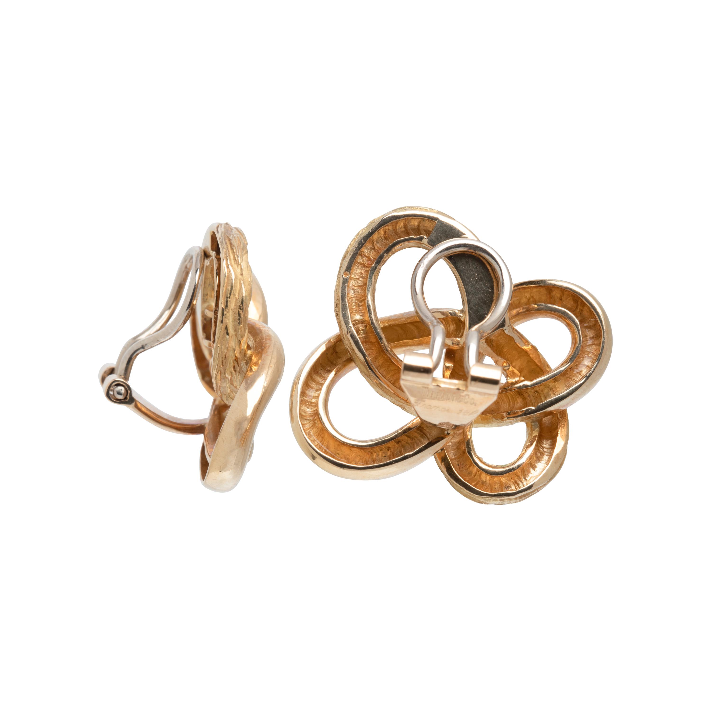 TIFFANY & CO., FRENCH, YELLOW GOLD EARCLIPS