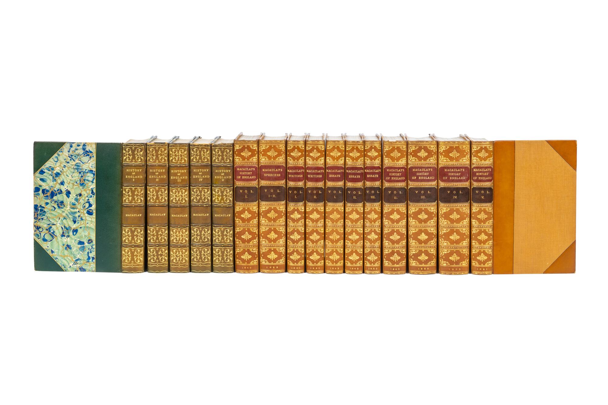 [HISTORY OF ENGLAND]. 2 leather-bound works in 16 volumes relating to the history of England, comprising: