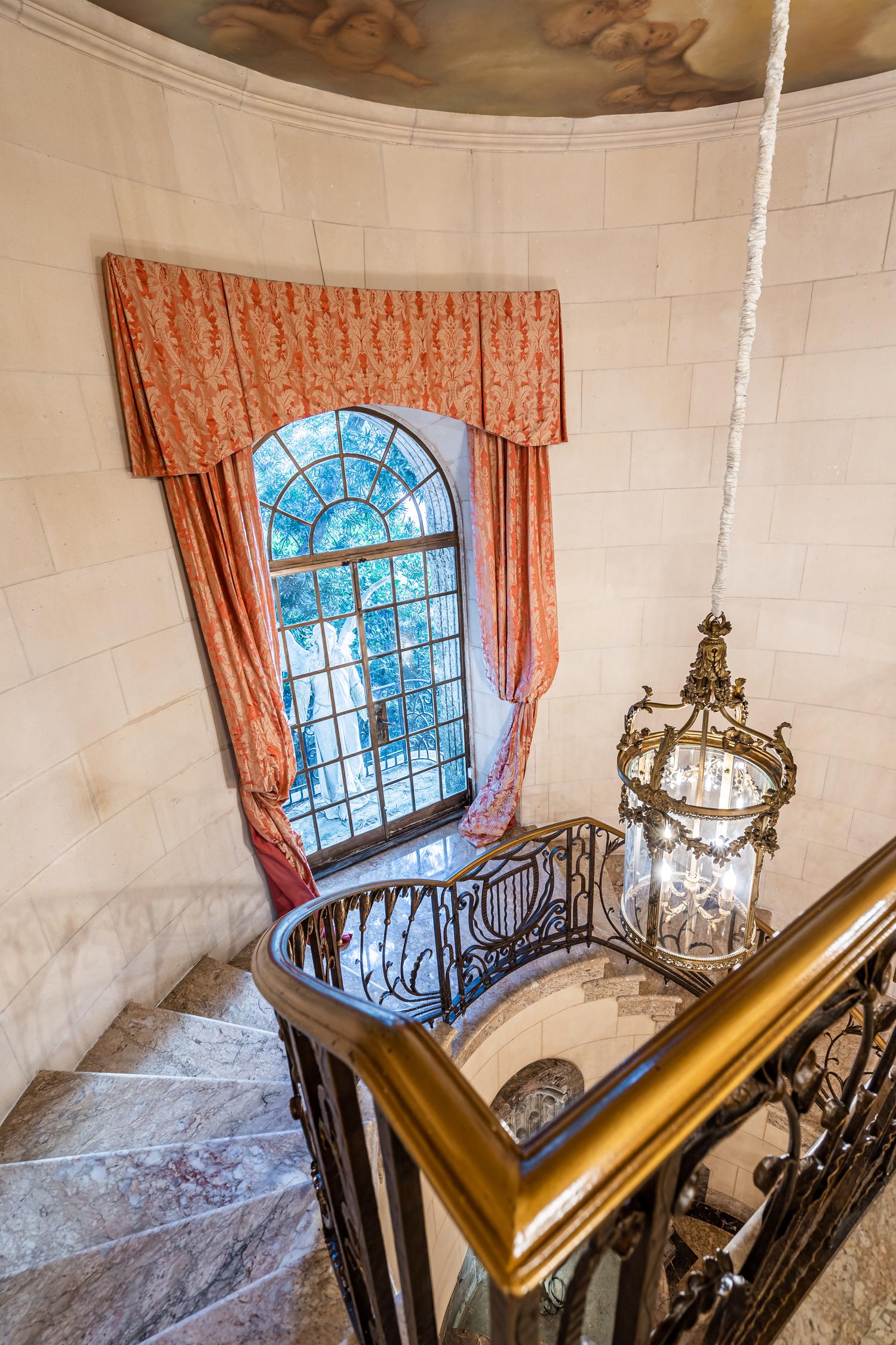 A Pair of Scalamandré Silk Damask Drapery Panels with Valance — 20th Century