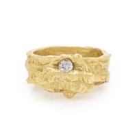 E. DUCA, HAMMERED YELLOW GOLD AND DIAMOND RING