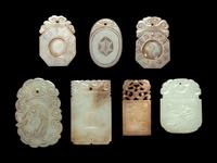 Seven Chinese Carved Jade Plaques