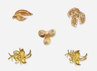 An Assortment of Yellow Gold and Gemstone Brooches