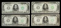 A Collection of Four United States 1934-G $1,000 Federal Reserve Notes