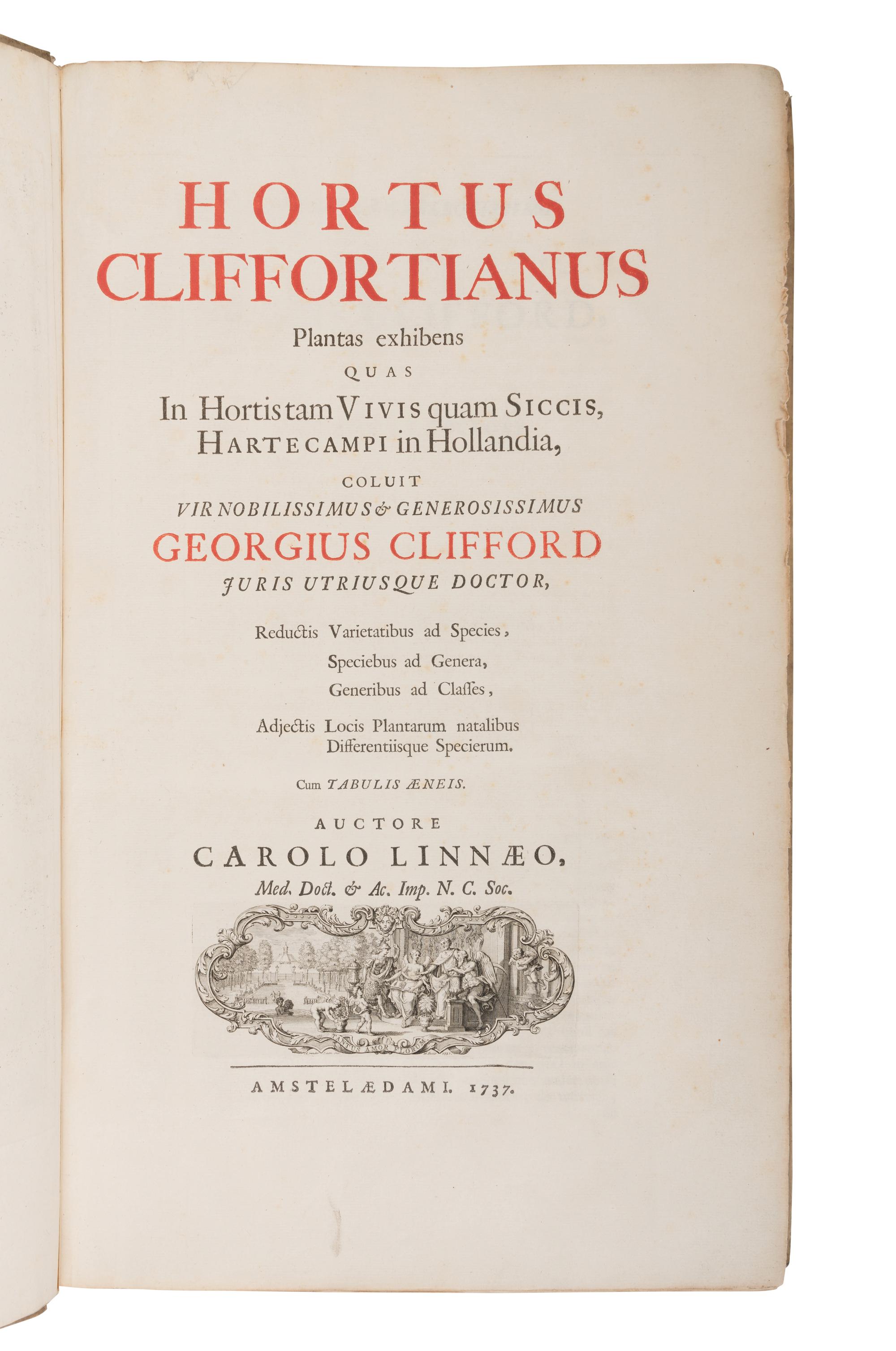[NATURAL HISTORY]. LINNAEUS, Carolus (1707-1778). Hortus cliffortianus . Amsterdam, 1737 [i.e. 1738].