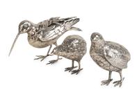 Three Italian Silvered Metal Partridges — 20TH CENTURY