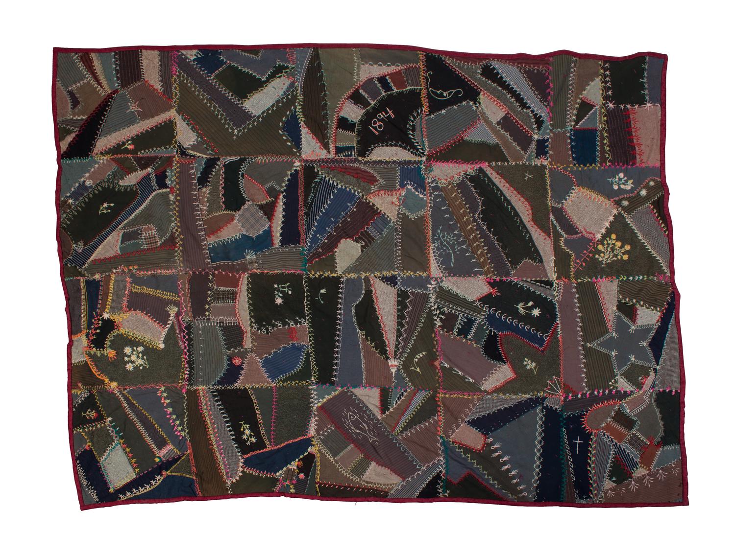 An American Patchwork Crazy Quilt 89 x 70 inches. — 1894