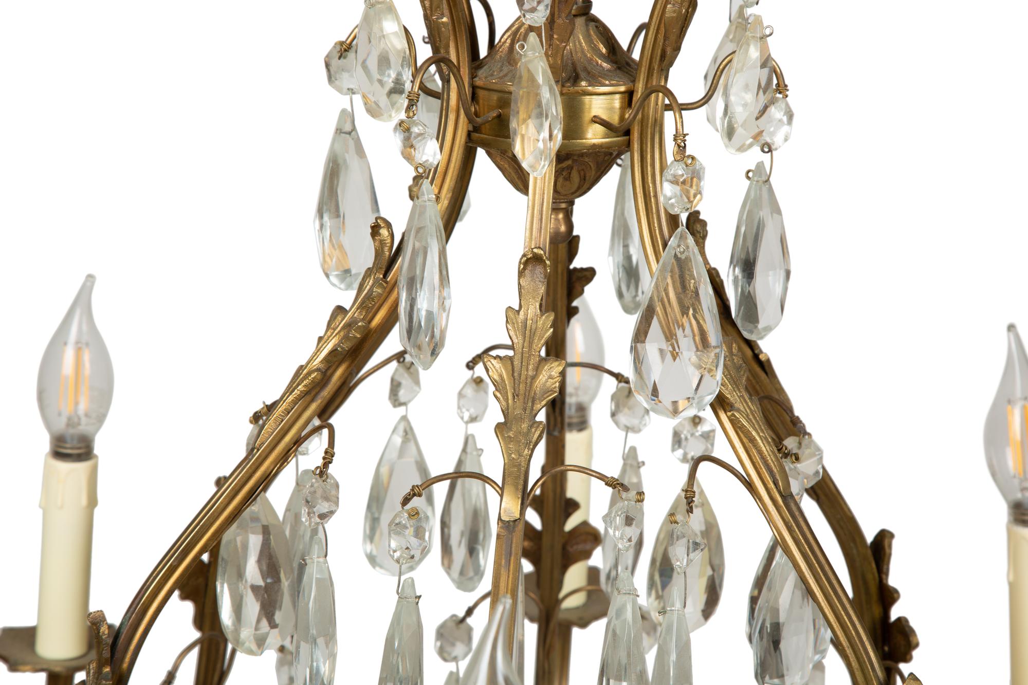 A Louis XV Style Gilt Bronze Six-Light Chandelier