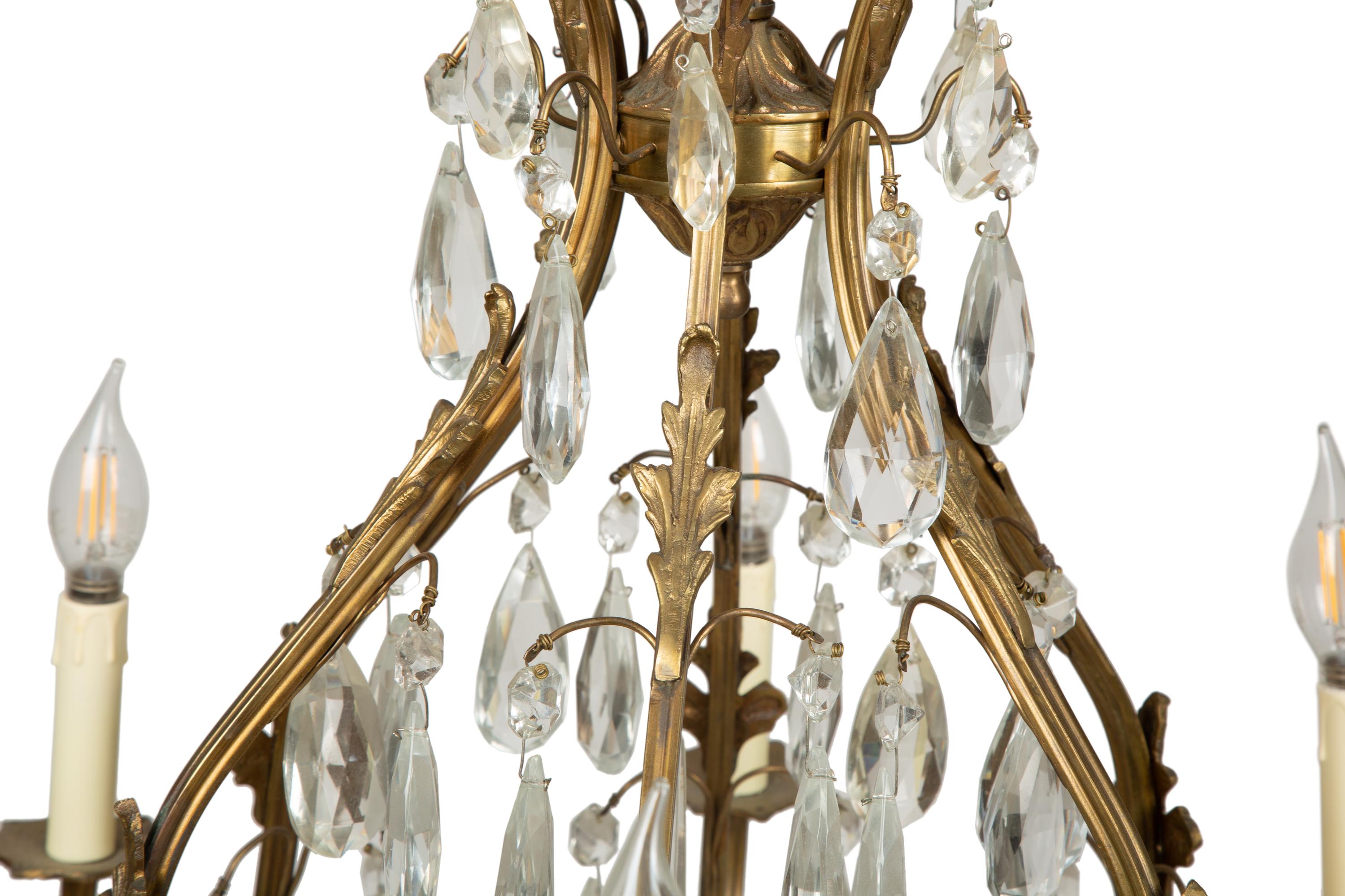 A Louis XV Style Gilt Bronze Six-Light Chandelier