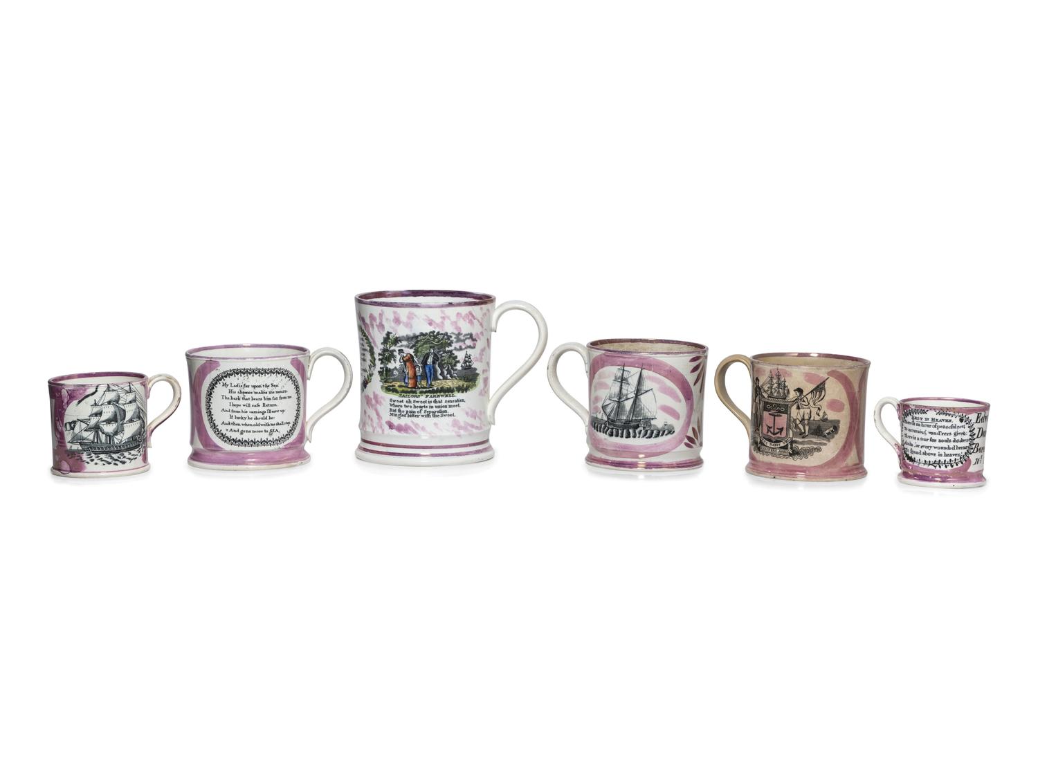 Six Sunderland Luster Mugs